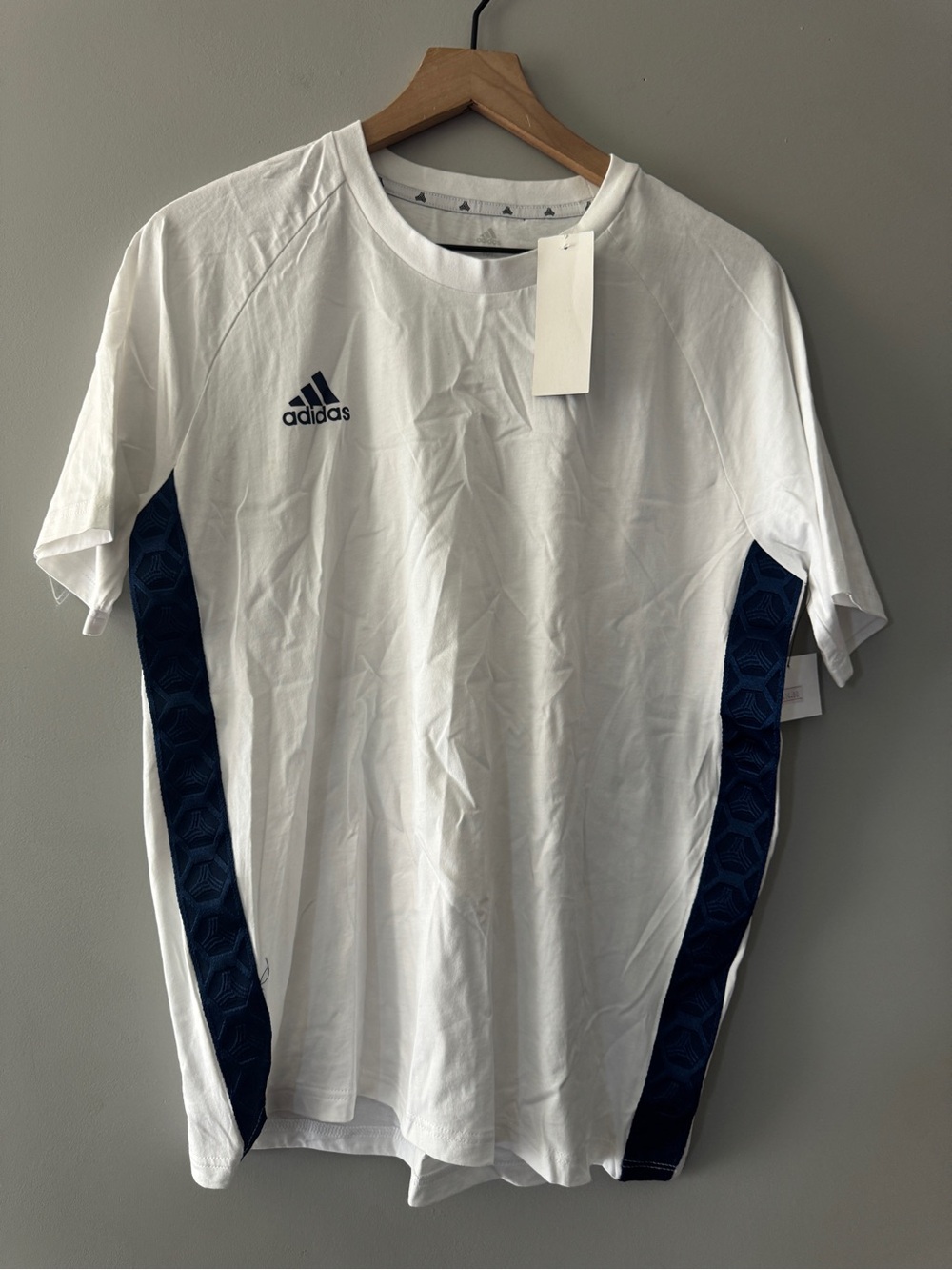 NWT | Adidas | navy blue stripe sided shirt | M